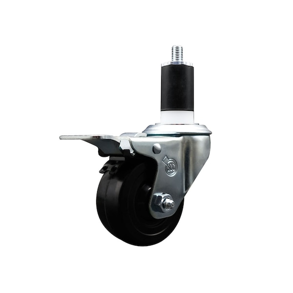 3'' SS Hard Rubber Swivel 1-1/2'' Expand Stem Caster Total Lock Brake